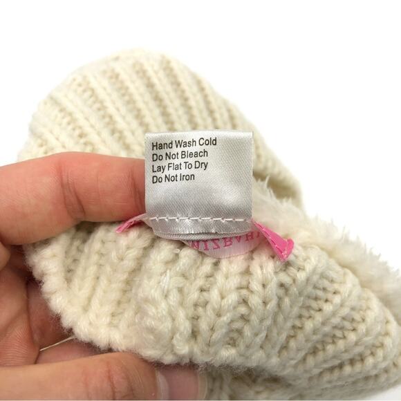 ISAAC MIZRAHI Cable Knit Pom Pom Beanie Cream OS - Picture 6 of 6